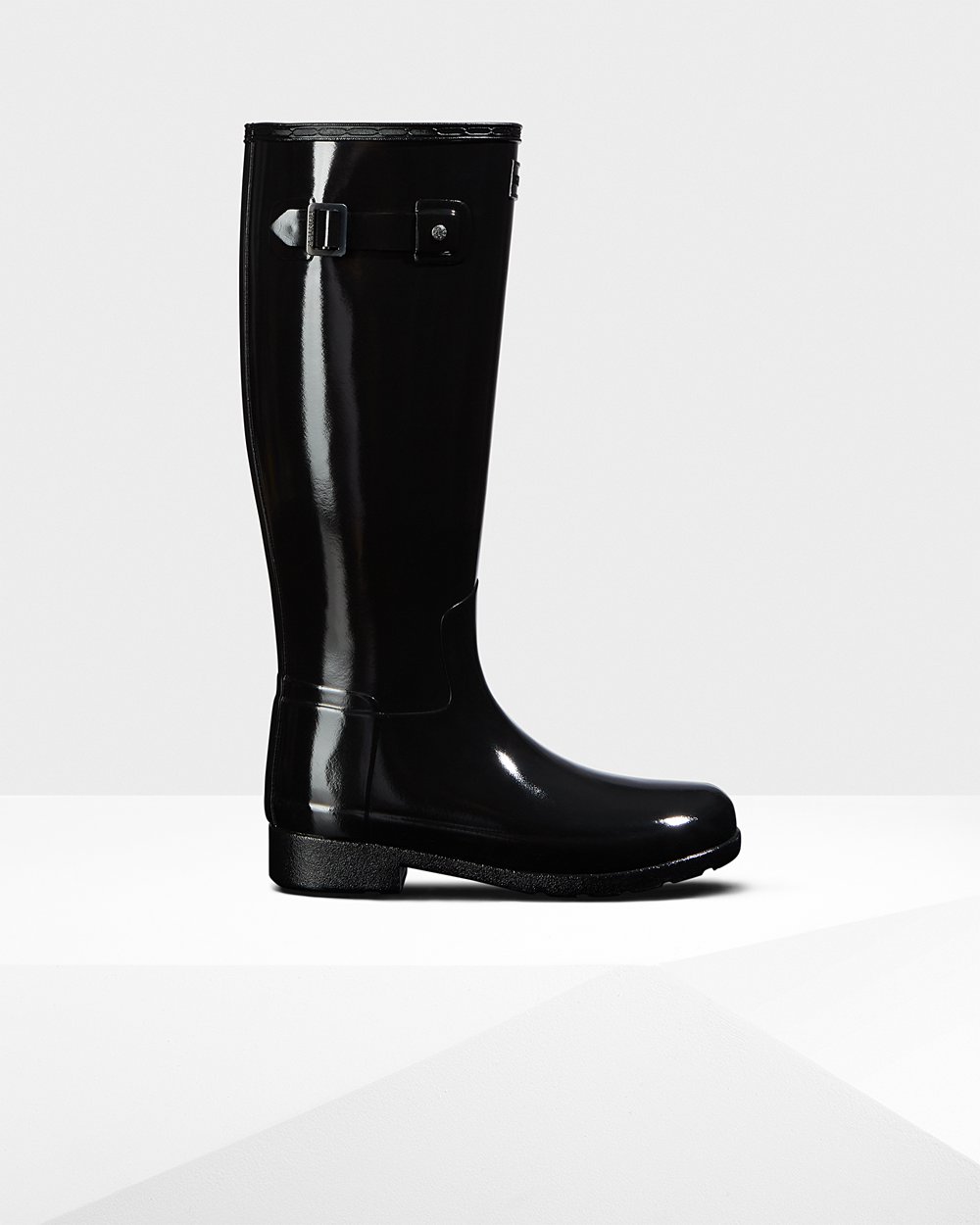 Bottes Hautes de Pluie Hunter Original Refined Gloss Femme Noir QHNIATX-27